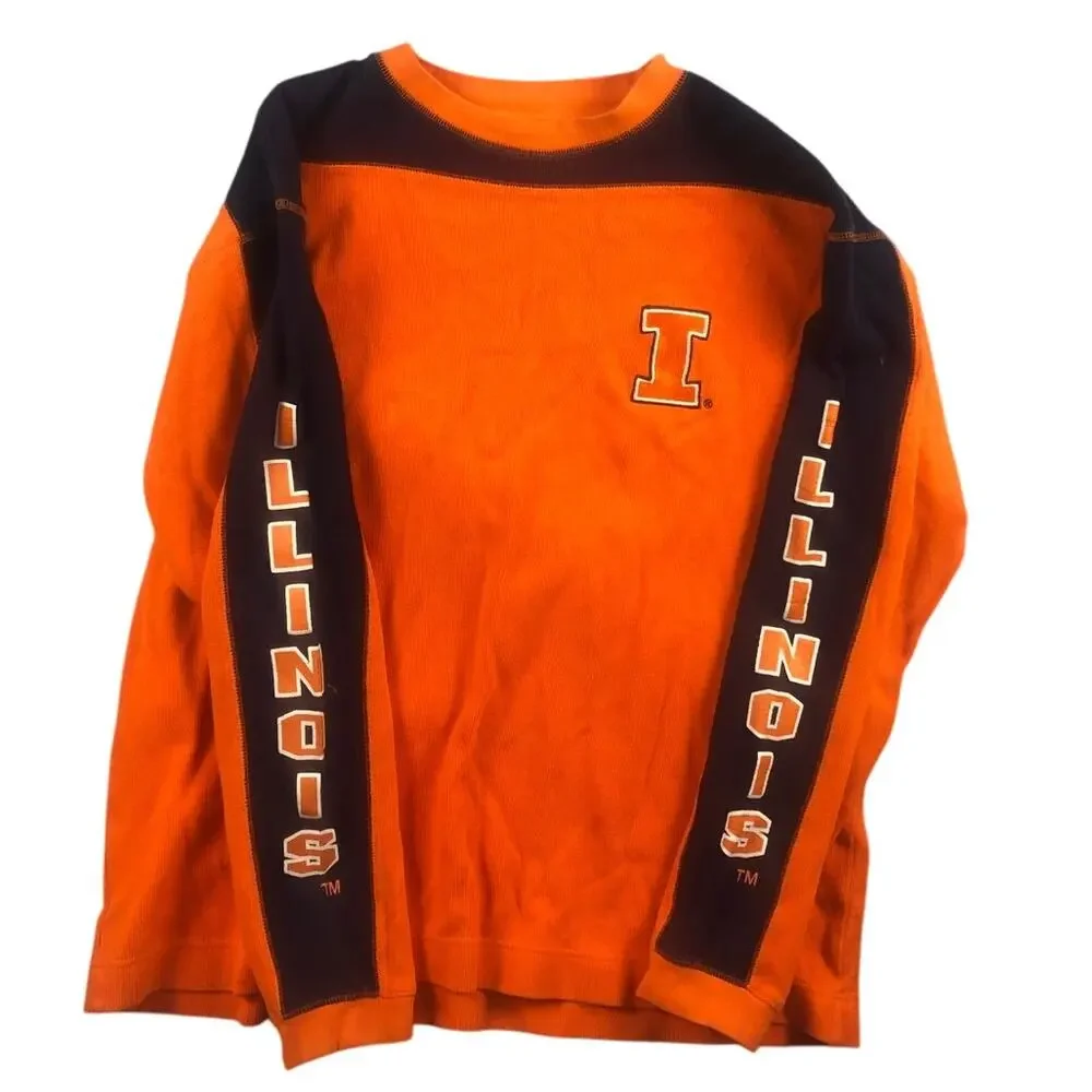Vintage CrownUSA Sport Thermal Pullover Men Large University of Illionois
